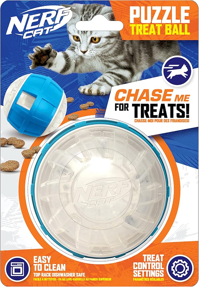Nerf Dog 3.5in EXO Slow Feeder Nerf Cat Cap -Blue/Clear, (NC-7824), Small