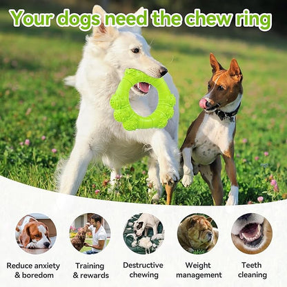 Indestructible Dog Chew Toys for Aggressive Chewers, Super Chewer Toys for Medium Large Dogs, Interactive Ring Toy, Heavy Duty Teething Toys