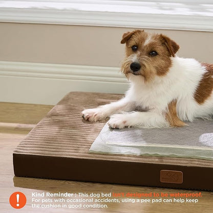 Bedsure ComfyFleece Dog Beds Large Sized Dog- Orthopedic Pet Beds for Crate with Removable Machine Cover, NOT Waterproof Egg Crate Foam Puppy Mat for Pets Up to 50 lbs, 35x22x2.8, NOT Chewproof