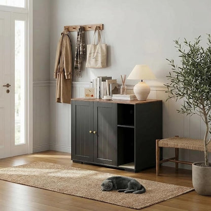 Extra Large Cat Litter Box Enclosure with Scratch Pad, Large Automatic Litter Box Furniture, Dog-Proof Litter Cabinet with Outlet, Space for Cat Stuffs
