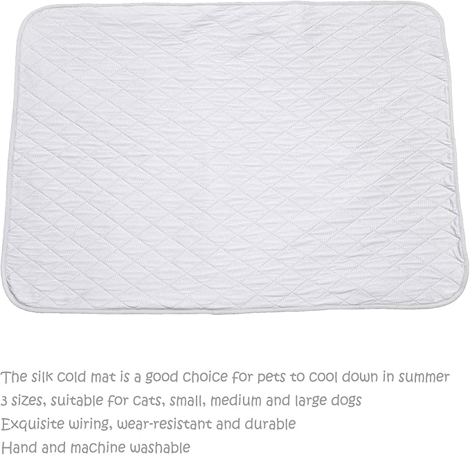 SEIS Dog Ice Pad Ice Silk Cats Kennel Mat Pet Cooling Pad Summer Cool Bamboo Mat Breathable Pad (Solid Gray, L