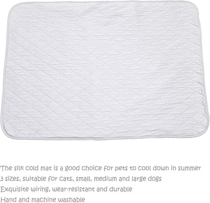 SEIS Dog Ice Pad Ice Silk Cats Kennel Mat Pet Cooling Pad Summer Cool Bamboo Mat Breathable Pad (Solid Gray, L
