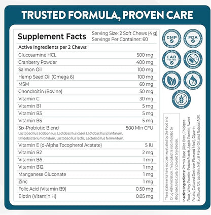 24-in-1 Daily Multivitamin for Dogs – 120 Soft Chews – Hip & Joint Support, Probiotics, Salmon Oil, Cranberry for Urinary Health, Skin & Coat, Immune Support – for All Breeds & Ages