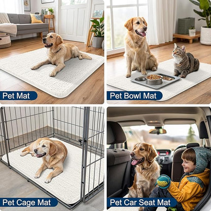 Smiry Dog Door Mat for Muddy Paws 30x20, Absorbs Moisture and Dirt Doormat, Non-Slip Washable Quick Dry Chenille Front Door Mat Indoor Entrance, Entryway Carpet for Inside Floor, Ivory