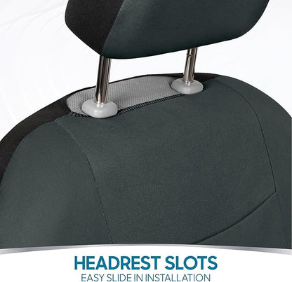 BDK PolyPro Car Seat Covers Full Set in Solid Charcoal – Front and Rear Split Bench Seat Covers for Cars, Easy to Install, Accessories for Auto Trucks Van SUV