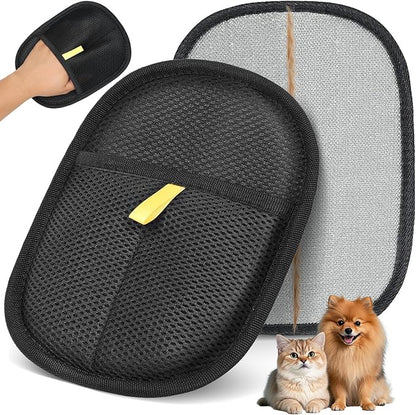 Pet Hair Removal Gloves, 2 Packs Reusable Electrostatic Pet Fur Remover Mitt, Washable Shedding Brush Glove for Dog Cat, Multi Surface Lint & Fur Cleaning Tool for Furniture, Car & Carpet
