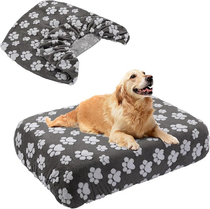 BALAPET Washable Dog Bed Cover 100% Waterproof, Soft Plush Velvet Dog Bed Covers Replacement Only, Fitted Reusable Cover for Pet Mat Bed(Dark Gray,36x27x6in)