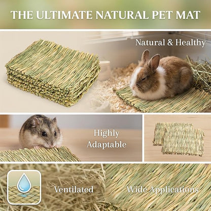 Sukh 3 PCS Rabbit Grass Mats - Natural Hay Woven Bunny Rabbit Bad Cage Mats Pet Bedding Cooling Sleeping Nesting & Toys for Hamster Bunny Chinchilla Guinea Pig Mouse Bird and Other Small Animals
