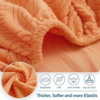 hyha Individual Couch Cushion Covers, Stretch Magic Sofa Seat Cushion Covers Washable, Dog Couch Sofa Slipcover for Pets, Kid with Elastic Bottom(3PC, Orange)