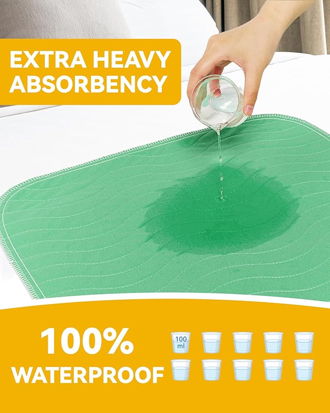 Washable Underpads Waterproof, 6 Pack 36" x36'' Heavy Absorbency Incontinence Bed Pads, Bed Wetting Pads for Adults, Elderly, Kids and Pets, Soft Reusable Changing Pads for Bed