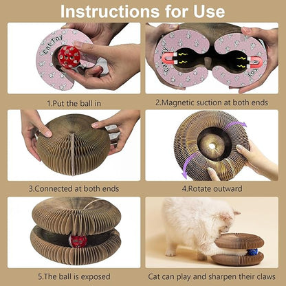 2 Pack Kitty Cat Toy, Cat Scratchers for Indoor Cats, Magic Organ Foldable Cardboard Cat Scratcher, Cat Toy Interactive Relieve Boredom and Exercise Brown