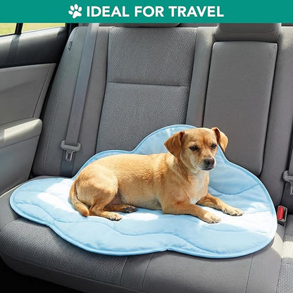 PetAmi Dog Cooling Mat, Cloud Shape, Reversible Cooling Nylon Blanket Soft Fleece Pet Pad for Dogs Cats, Summer All Season Use Q-Max>0.3, Large 49x59 in, Light Blue