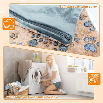 GOLOPET Cat Heating Pad 18×18 in Dog Heated Bed Smart Temperature Control Switch, Metal Protective Pipe Waterproof Cat Beds for Indoor Cats with a Plush Cotton Cover