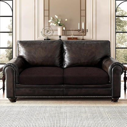 ANARACHON Leather Look Couch Cushion Covers Sofa Seat Slipcovers Sets Couches Furniture Protector for Sectional Armchair Loveseat Pets Kids Stretch Spandex Fabric (2 Cushion Loveseat, Chocolate)