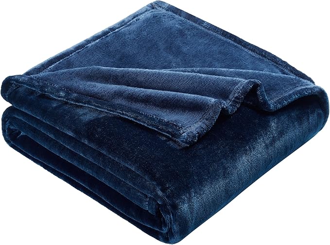 DREAMNINE Extra Large Soft Comfy Fluffy Fleece Bed Blanket Queen Size 90" x 90", Luxury Decorative Fuzzy Blanket for Women Girl, Big Cozy Shaggy Warm Flannel Blankets for Winter Autumn Pets, Navy Blue