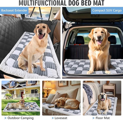 Backseat Dog Bed Non-Slip, Dog Bed for Car Back Seat Soft and Comfortable, Back Seat Pet Bed Mat for Travel, Pet Car Blanket for Backseat Extender and Seat Covers 51"X 23.5" Light Grey & White