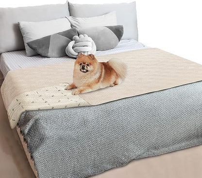 PetAmi Waterproof Couch Cover for Dogs, Reversible Furniture Cover Sofa Protector for Pet Cat Bed, Washable Blanket Dog Cover for Couch Seat, 52x82 Beige