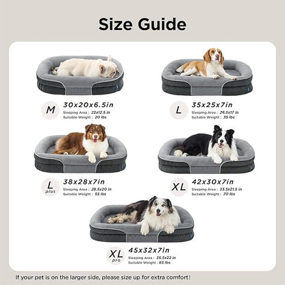 Bedsure XL Orthopedic Dog Beds Large Sized Dog - 360° Oval Bolster Large Dogs Bed for Senior Dogs with Waterproof Washable Cover, Extra Large Comfort Pet Sofa Couch with Ultra-Soft Fleece, Grey, 42"
