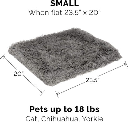 Furhaven Self-Warming Cat Bed for Indoor Cats, 4-Beds-in-1 & Washable - Plush Long Faux Fur Convertible Cuddler - Gray, Small (Pack of 2)