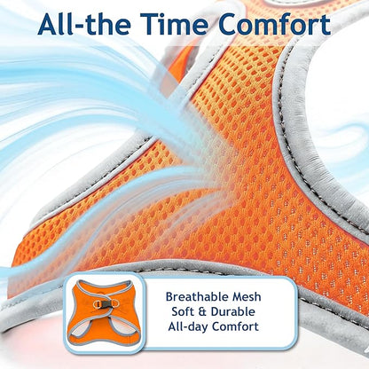 Kruz Dog Harness (Chest 13.5"-14.5", Weight 4–6 lbs) Athletica Adjustable Heavy Duty No Choke Puppy Vest for Small Dogs Lightweight Air Mesh, Reflective, Puppy Essentials – Orange, X-Small