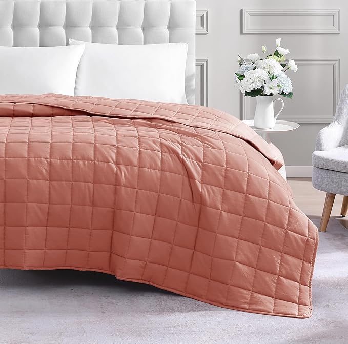 Casa Platino Quilted Blanket Twin XL Size - Pre Washed - Soft & Lightweight Bed Blanket - All Season Down Alternative Blankets - Rose Dawn