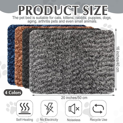 Drydiet 4 Pack Self Warming Cat Pads Self Heating Cat Mat Washable Homeless Dogs Thermal Pads Kennel Pad Reflects Body Heat Warm Crate Bed Mat for Indoor Outdoor Pet (Mixed Colors,16 x 20 Inch)