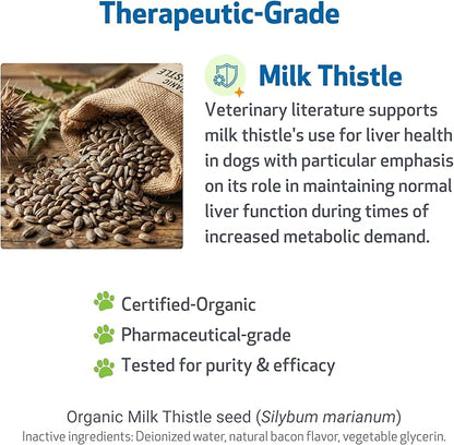 Pet Wellbeing Milk Thistle for Dogs - Organic Milk Thistle, Supports Healthy Liver Function & Detoxification - NASC Certified & Vet-Formulated - 4 oz Liquid