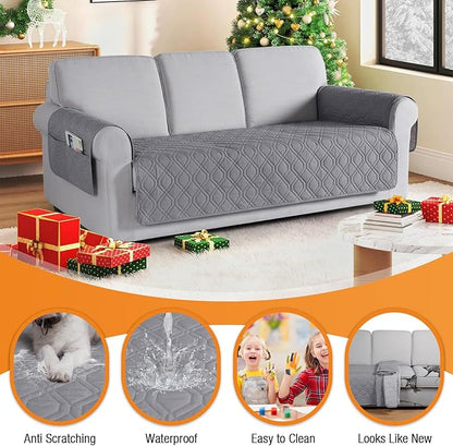 VANSOFY Couch Cover, Waterproof Sofa Covers Washable Slipcover Furniture Protector Couch Seat Covers Non-Slip Couch Cover for Dogs, Pets(Sofa Plus, Light Gray)