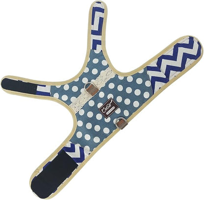 Cat Harness and Leash for Walking Escape Proof, Adjustable Cat Vest Harness, Padded Stylish Cat Walking Jackets, Polka Dot Blue, X-Small