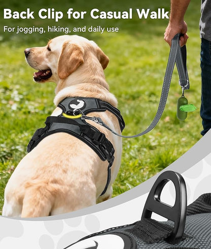 Joytale No Pull Dog Harness for Large Dogs, Reflective Pet Vest with Front Clip, Adjustable Soft Padded Harnesses with Easy Control Handle for Training and Walking, Gray, L