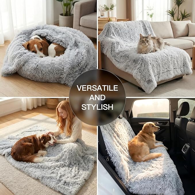 PJYuCien Dog Blanket for Dogs, Puppies and Pets, Lightweight & Portable Fluffy Fleece Throw, Super Soft Plush Cat Blanket for Couch/Car Seat/Furniture, Machine Washable, 24"x32", Grey
