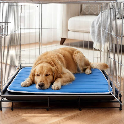 Dog Cooling Mat, Super Thick Cold Memory Sponge Cooling Mat for Dog,Foldable Crate Pet Bed & Non-Slip, (Q-Max > 0.45) Long-Lasting Cool & Keep Your Pet Cool. (X-Large - (43.3 x 31.5 Inch)