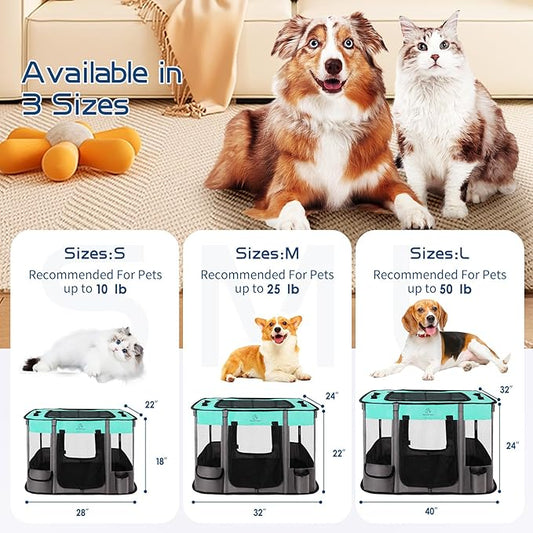 40x32x24 Inches Dog Playpen,Pet Playpen,Foldable Puppy Cat Playpen,Portable Exercise Kennel Tent Crate,Water-Resistant Breathable Shade Cover,Indoor Outdoor Travel Camping Use for Small Animals(L)