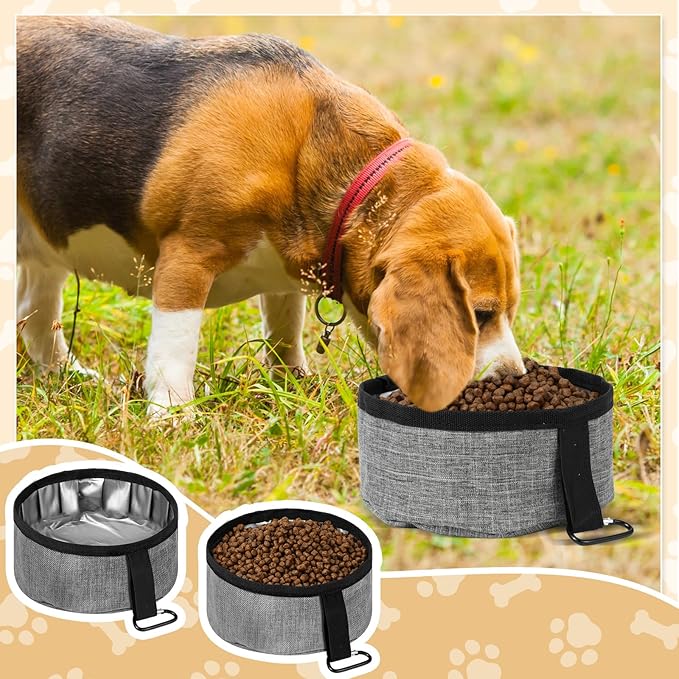 Meanplan 2 Pack Portable Dog Bowls Foldable Travel Dog Dish Portable Puppy Water and Food Bowl Pet Hiking Accessories for Small and Large Pets(Gray,40 oz)