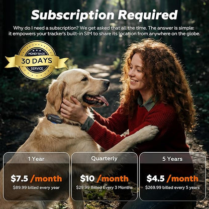 DBDD AI GPS Tracker for Dogs (30lbs+), Real Time Location and AI Health Assistant, Electronic Fence, Waterproof, iOS and Android Universal (D5-Black)