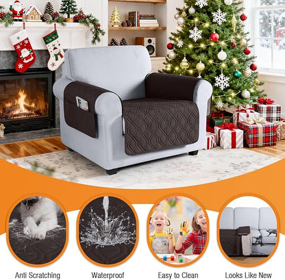 VANSOFY Couch Cover, Waterproof Sofa Covers Washable Slipcover Furniture Protector Couch Seat Covers Non-Slip Couch Cover for Dogs, Pets(Chair, Chocolate)