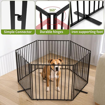Foldable Metal Dog Playpen, Indoor Outdoor Puppy Exercise Pen, 8 Panels 19.7" Height