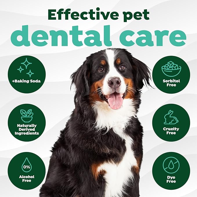 TropiClean Fresh Breath Dog Teeth Cleaning Dental Wipes, Finger Wipes for Plaque & Tartar Removal + Baking Soda, Easy to Use Dog Dental Care, 50ct