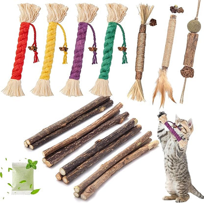 Cat Chew Toys Cat Toys, Silvervine Sticks for Cats Teeth Cleaning Rope, Kitten Teething Dental Care, Kitty for Indoor Cats Increase Appetite, Enhances Oral & Dental Health (20 Pack)