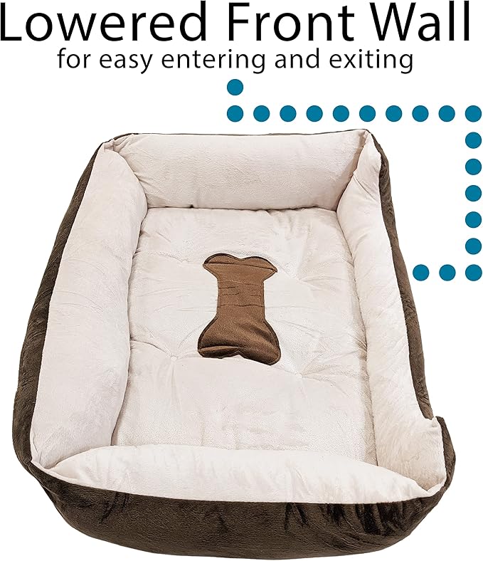 SciencePurchase Medium 27" × 21" Luxury Pet Bed for Dogs or Cats - Super Soft, Machine Washable with Waterproof Non-Slip Underside, Low Wall for Easy Entering & Exiting, Folds for Travel & Storage