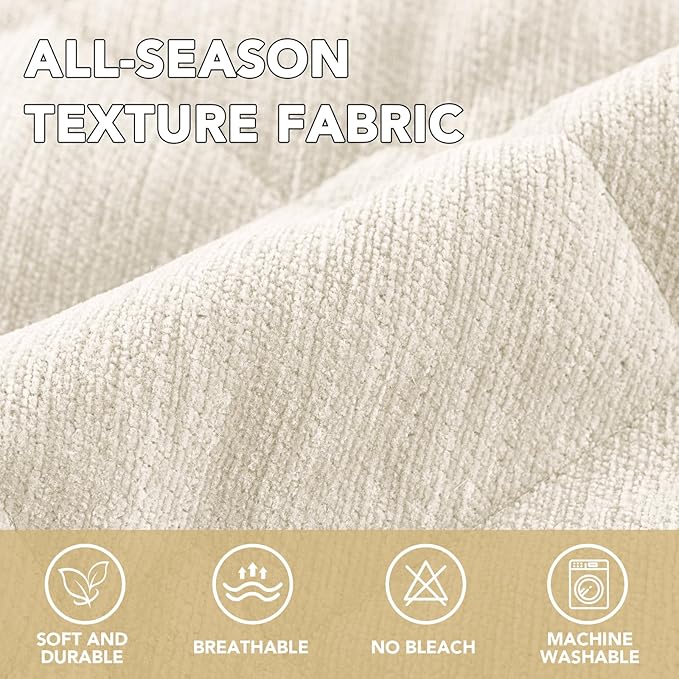 H.VERSAILTEX Chenille Couch Cover for Dogs Washable Soft Fuzzy Chaise Cover Sectional Couch Covers for L Shaped Sofa Both Left/Right Thick Pet Couch Cover Protector Non-Slip(Ivory, 34" x 68")