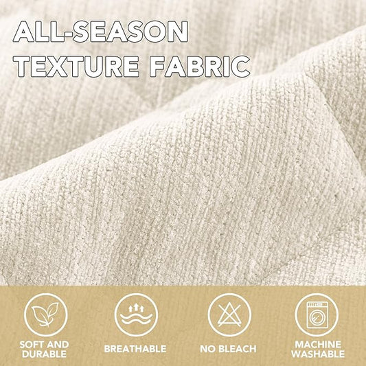 H.VERSAILTEX Chenille Couch Cover for Dogs Washable Soft Fuzzy Chaise Cover Sectional Couch Covers for L Shaped Sofa Both Left/Right Thick Pet Couch Cover Protector Non-Slip(Ivory, 34" x 68")