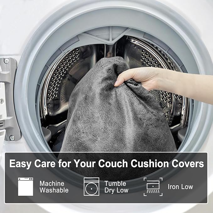 ANARACHON Leather Look Couch Cushion Covers Sofa Seat Slipcovers Sets Couches Furniture Protector for Sectional Armchair Loveseat Pets Kids Stretch Spandex Fabric (2 Cushion Loveseat, Light Grey)