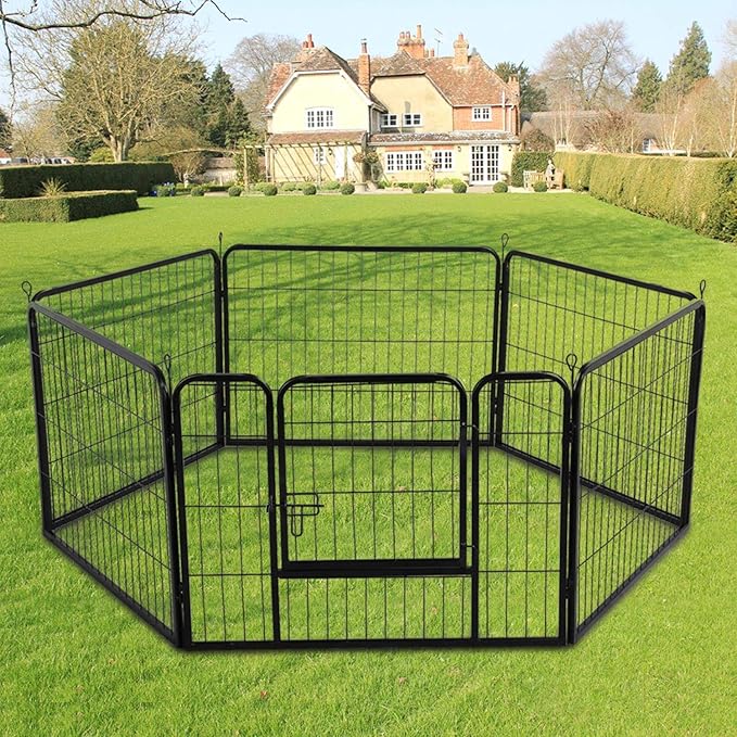 Topeakmart Heavy Duty Dog Playpen Outdoor for Camping, Yard, Garden 24" H Exercise Pen Fence for Small/Medium/Large Animals (Black, 12 Panels)