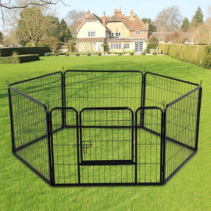 Topeakmart Heavy Duty Dog Playpen Outdoor for Camping, Yard, Garden 24" H Exercise Pen Fence for Small/Medium/Large Animals (Black, 12 Panels)