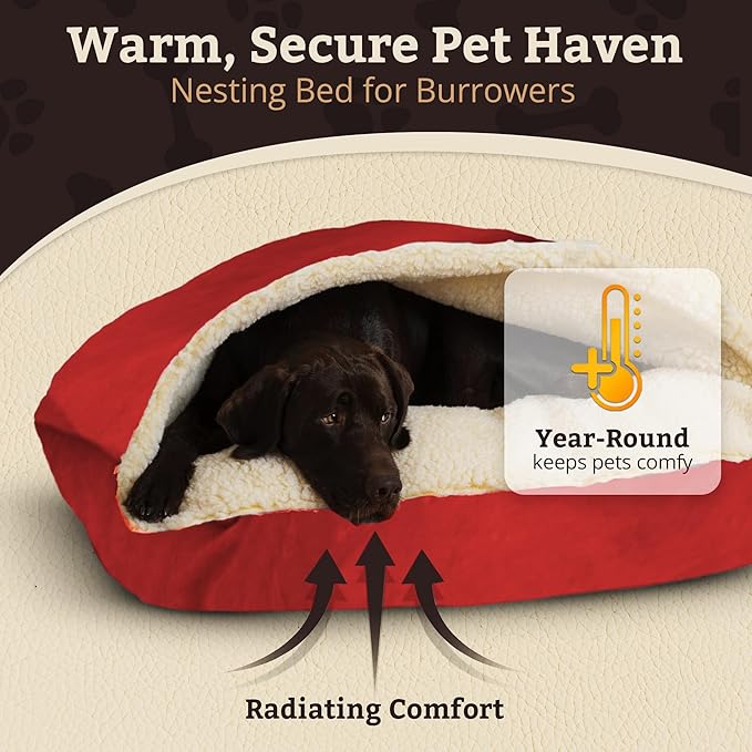 Snoozer Pet Products Rectangle Cozy Cave Dog Bed, Large, Red