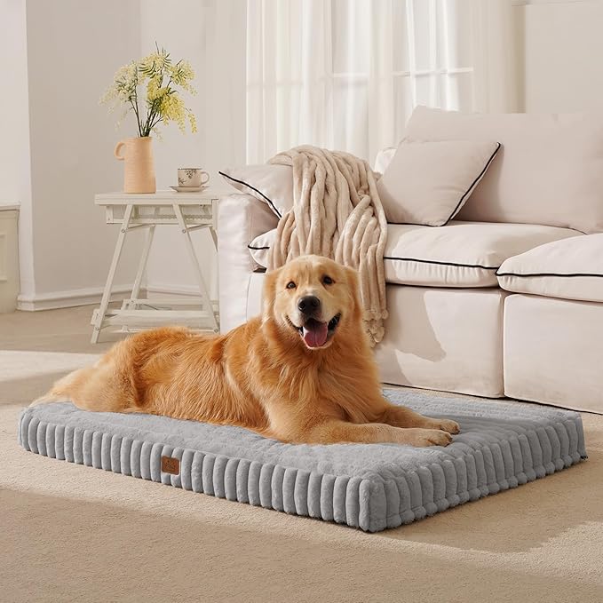 Orthopedic Dog Bed for XXL Jumbo Dog, Waterproof Pet Bed,Non-Slip Bottom and Egg-Crate Foam with Removable Washable Cover Crate Bed,Grey,47"x29"x4"