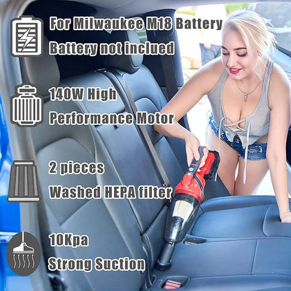 Cordless Vacuum Cleaner Compatible with Milwaukee Battery,Wireless Handheld Vacuum Cleaner for Home, Boat, Workshop, Pet Hair, Furniture Cleaning(Tool Only No Battery)