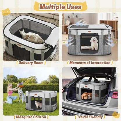 Seiyierr Foldable Pet Playpen - Cat & Puppy Playpen, Travel Dog Crate with Carrying Case, Cat Tent Dog Pen for Outdoor Camping Use