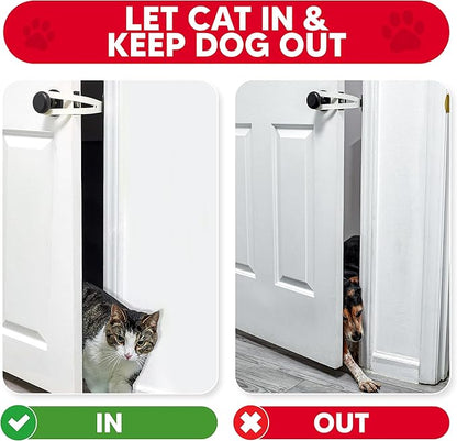 FlexLatch Cat Door Holder Latch - Extra Large Cat Door Alternative Installs Fast Flex Latch Strap Let's Cats in and Keeps Dogs Out of Litter & Food. Safe Baby Proof One Piece No Measuring Extra Easy
